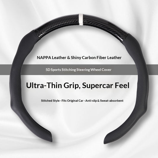 Carbon Fiber Microfiber & Napa Leather Elastic Steering Wheel Covers