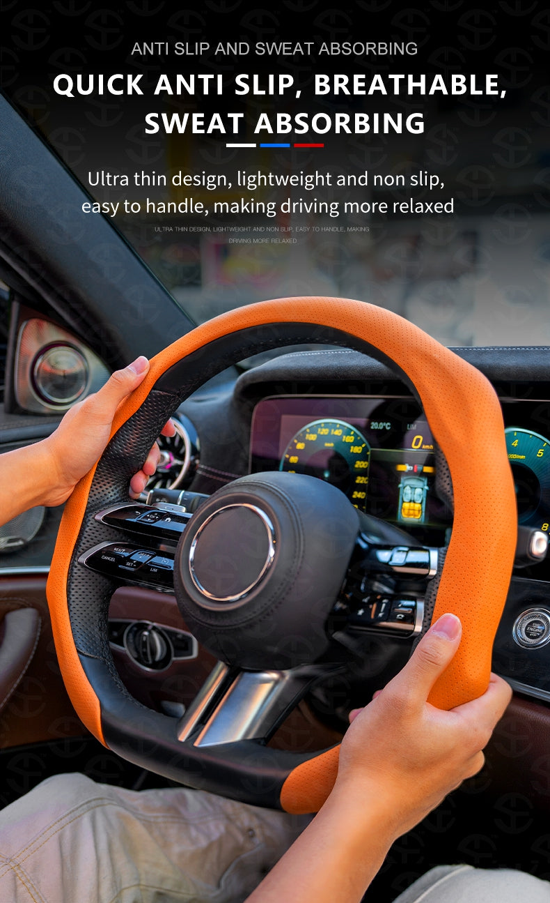 Upgraded Napa Nappa Leather Steering Wheel Cover