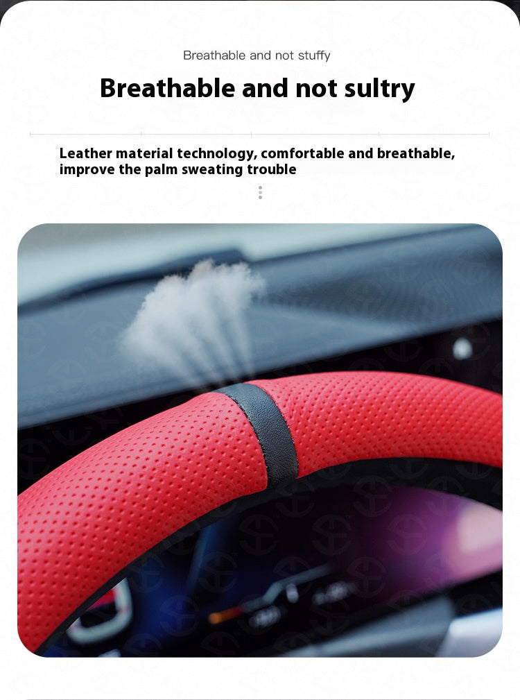 Napa Nappa Leather Centering Mark Steering Wheel Cover