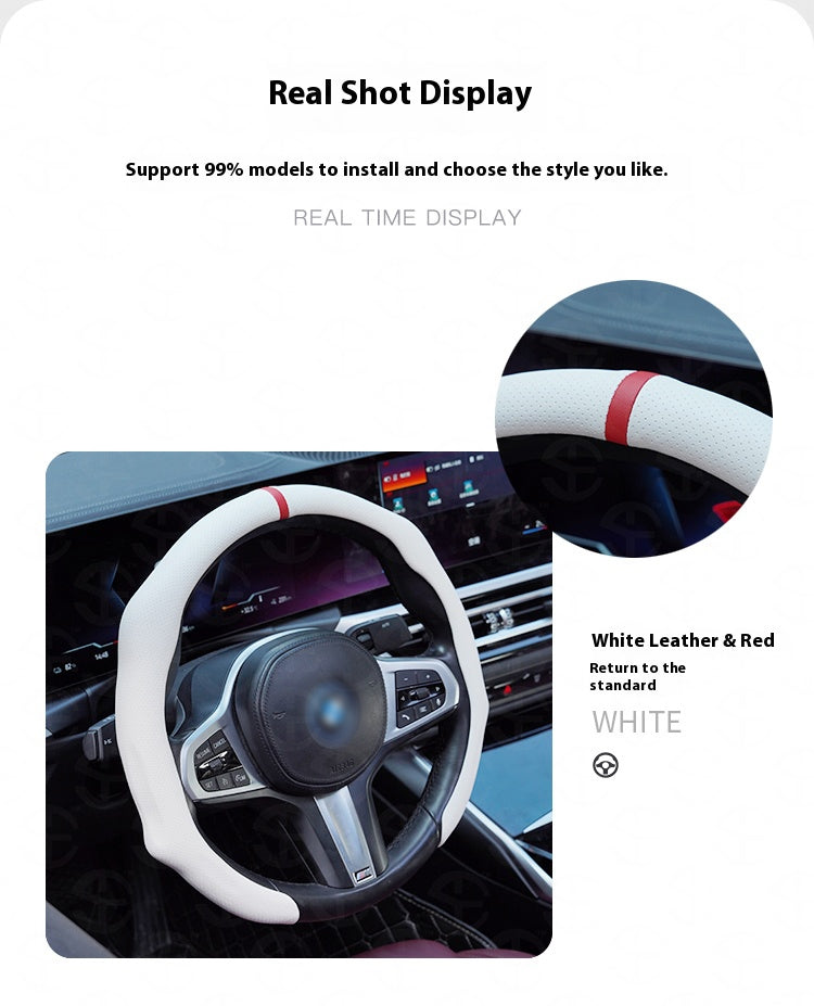 Napa Nappa Leather Centering Mark Steering Wheel Cover