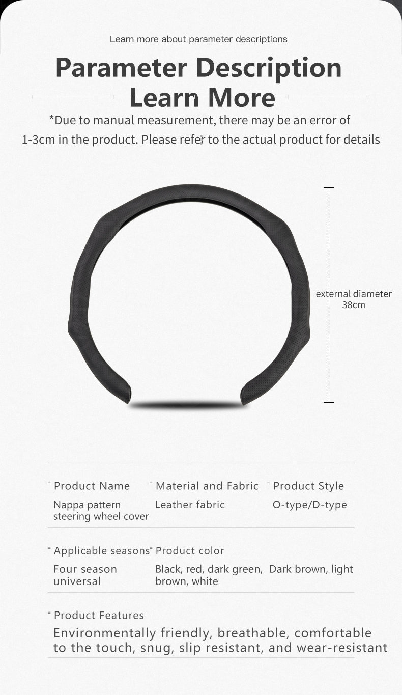 Upgraded Napa Nappa Leather Steering Wheel Cover