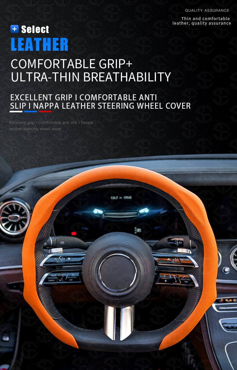Upgraded Napa Nappa Leather Steering Wheel Cover