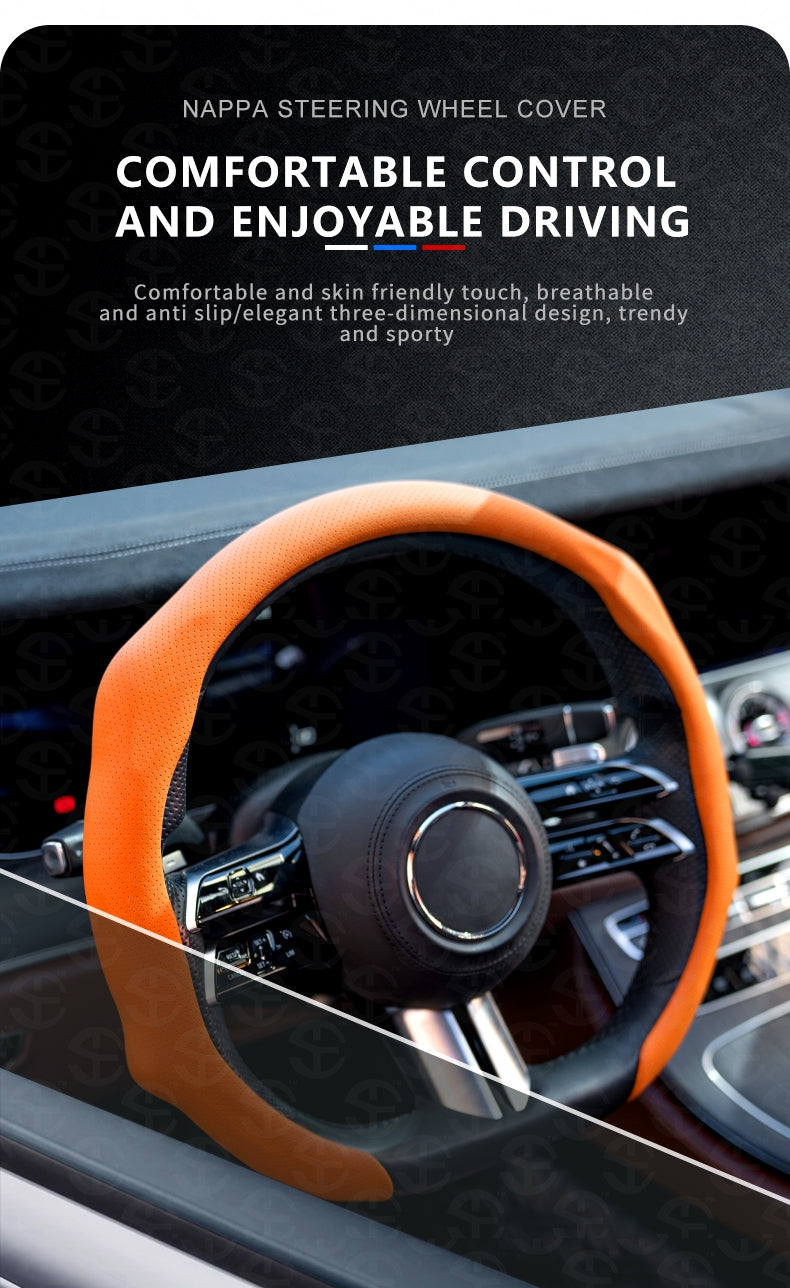 Upgraded Napa Nappa Leather Steering Wheel Cover