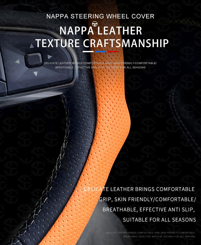 Upgraded Napa Nappa Leather Steering Wheel Cover