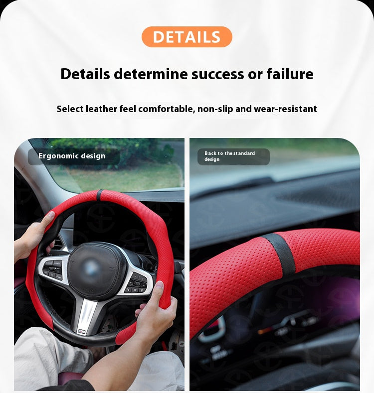 Napa Nappa Leather Centering Mark Steering Wheel Cover
