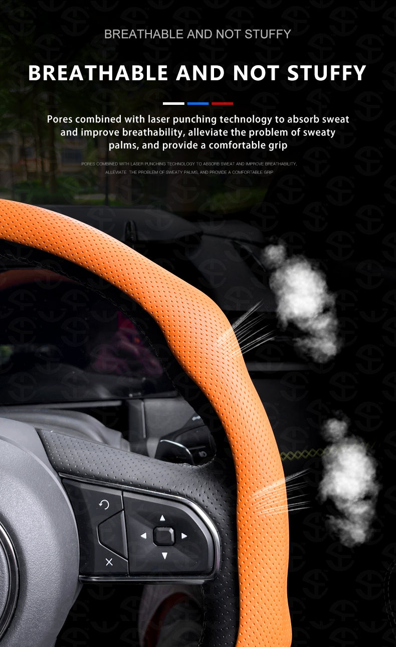 Upgraded Napa Nappa Leather Steering Wheel Cover