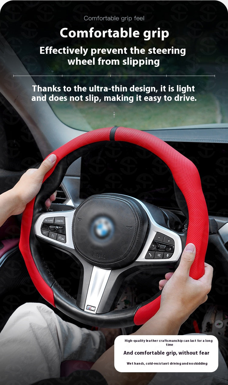 Napa Nappa Leather Centering Mark Steering Wheel Cover