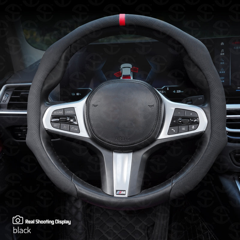 Napa Nappa Leather Centering Mark Steering Wheel Cover