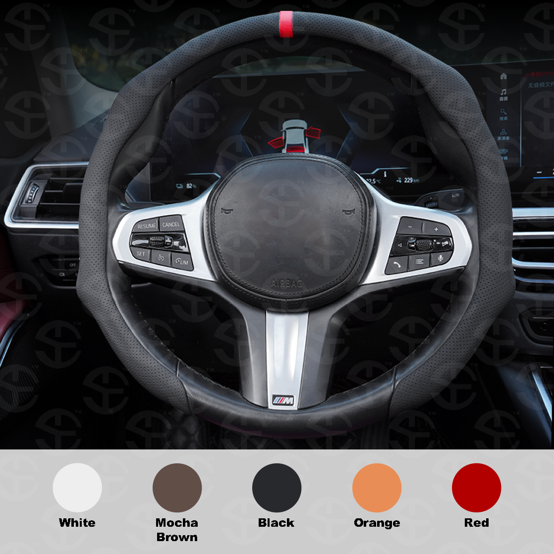 Napa Nappa Leather Centering Mark Steering Wheel Cover
