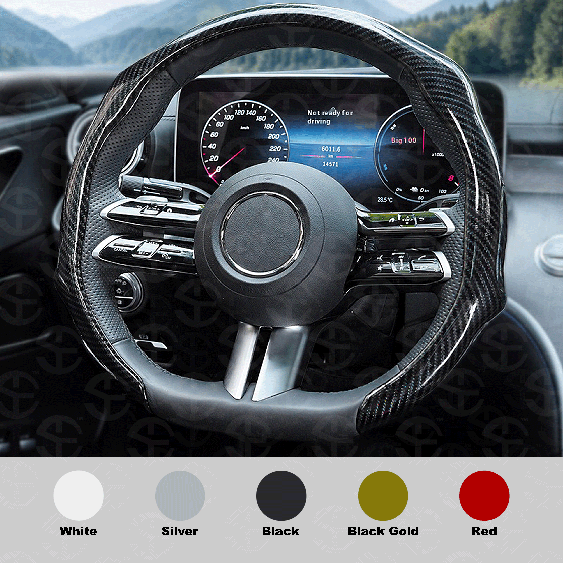 Laser Carbon Fiber Pattern steering wheel cover