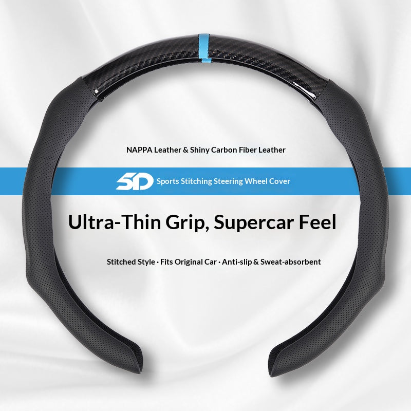 Carbon Fiber Microfiber & Napa Leather Elastic Steering Wheel Covers