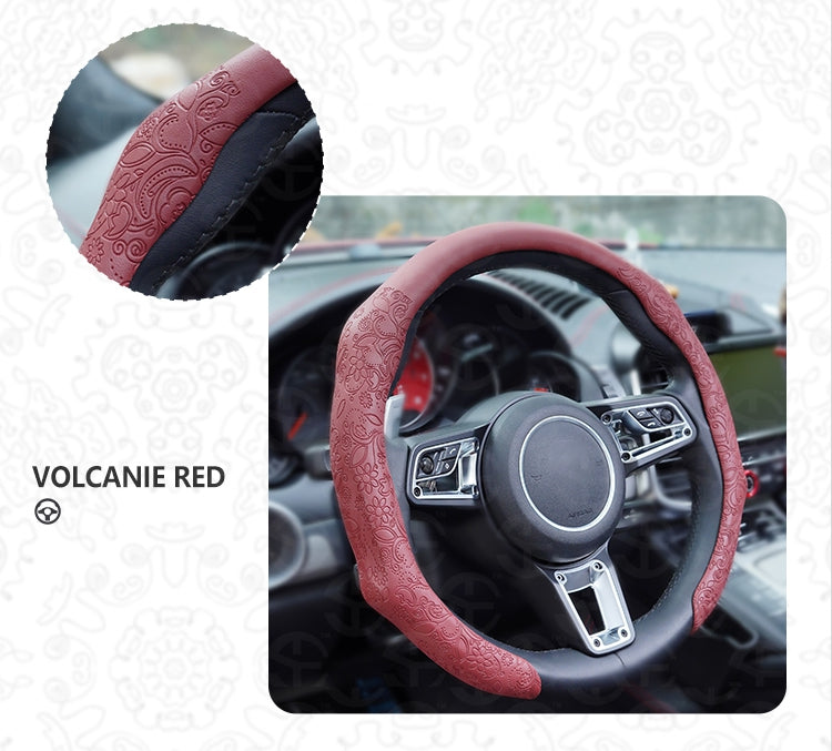 Napa Nappa Embossed Leather Steering Wheel Cover