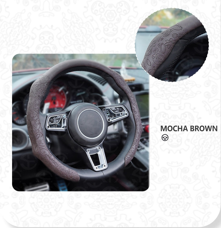 Napa Nappa Embossed Leather Steering Wheel Cover