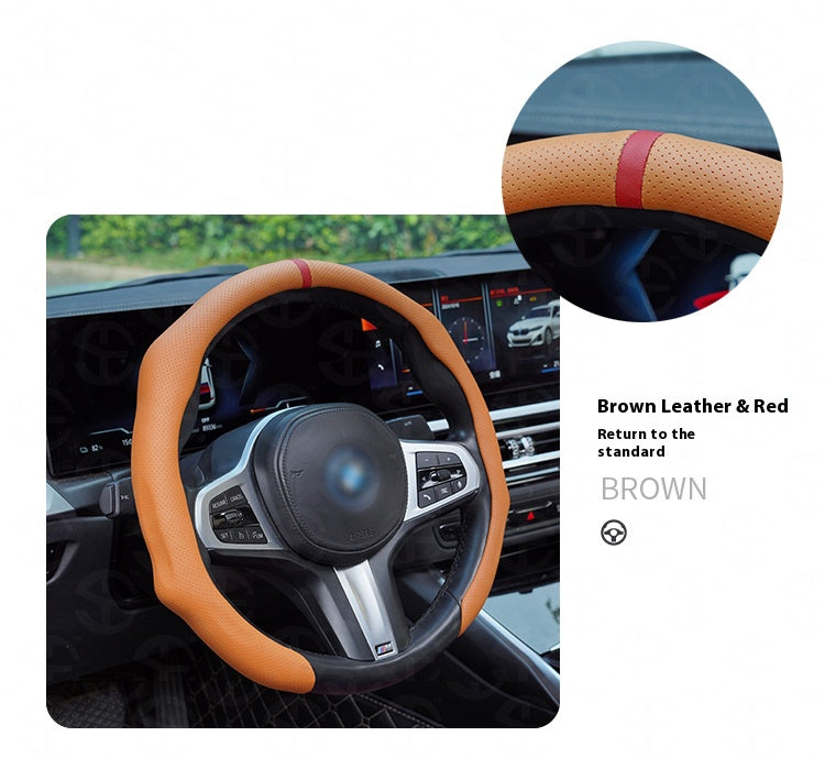 Napa Nappa Leather Centering Mark Steering Wheel Cover