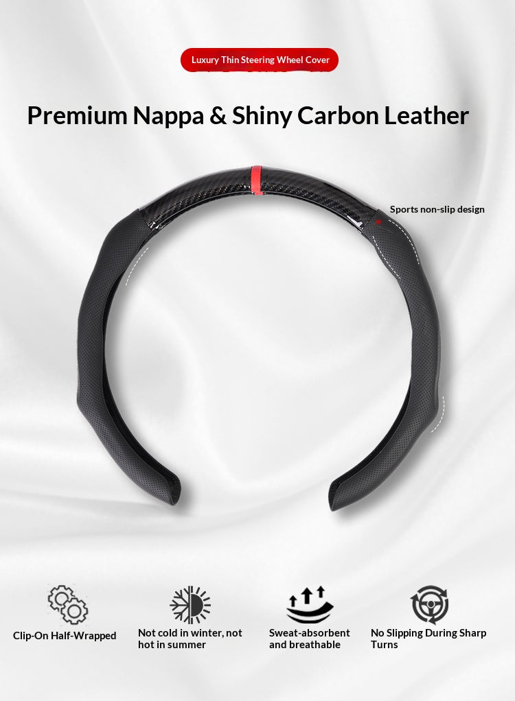 Carbon Fiber Microfiber & Napa Leather Elastic Steering Wheel Covers