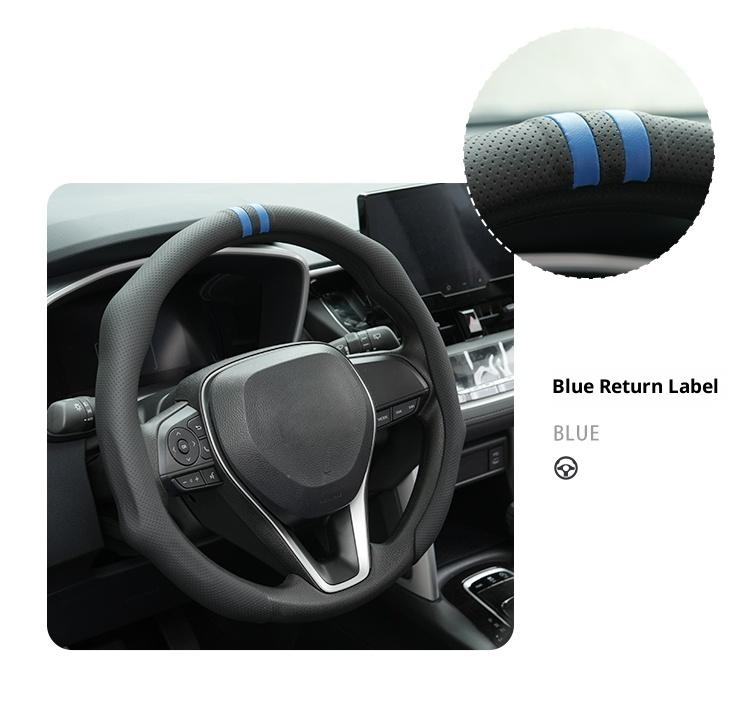 SUPEREVER Black Napa Leather Steering Wheel Cover with Dual Centering Mark
