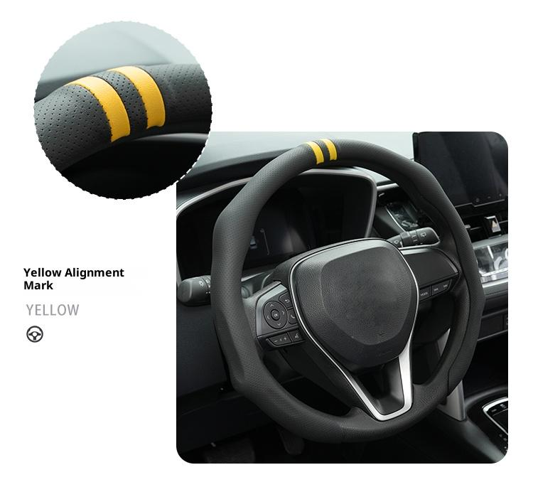 SUPEREVER Black Napa Leather Steering Wheel Cover with Dual Centering Mark