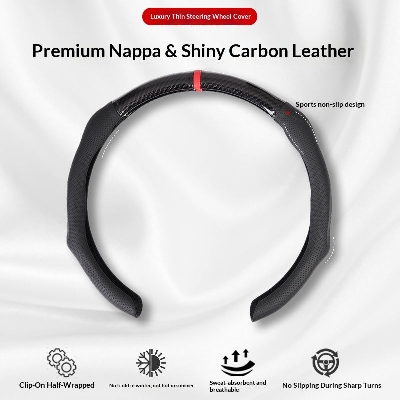 Carbon Fiber Microfiber & Napa Leather Elastic Steering Wheel Covers