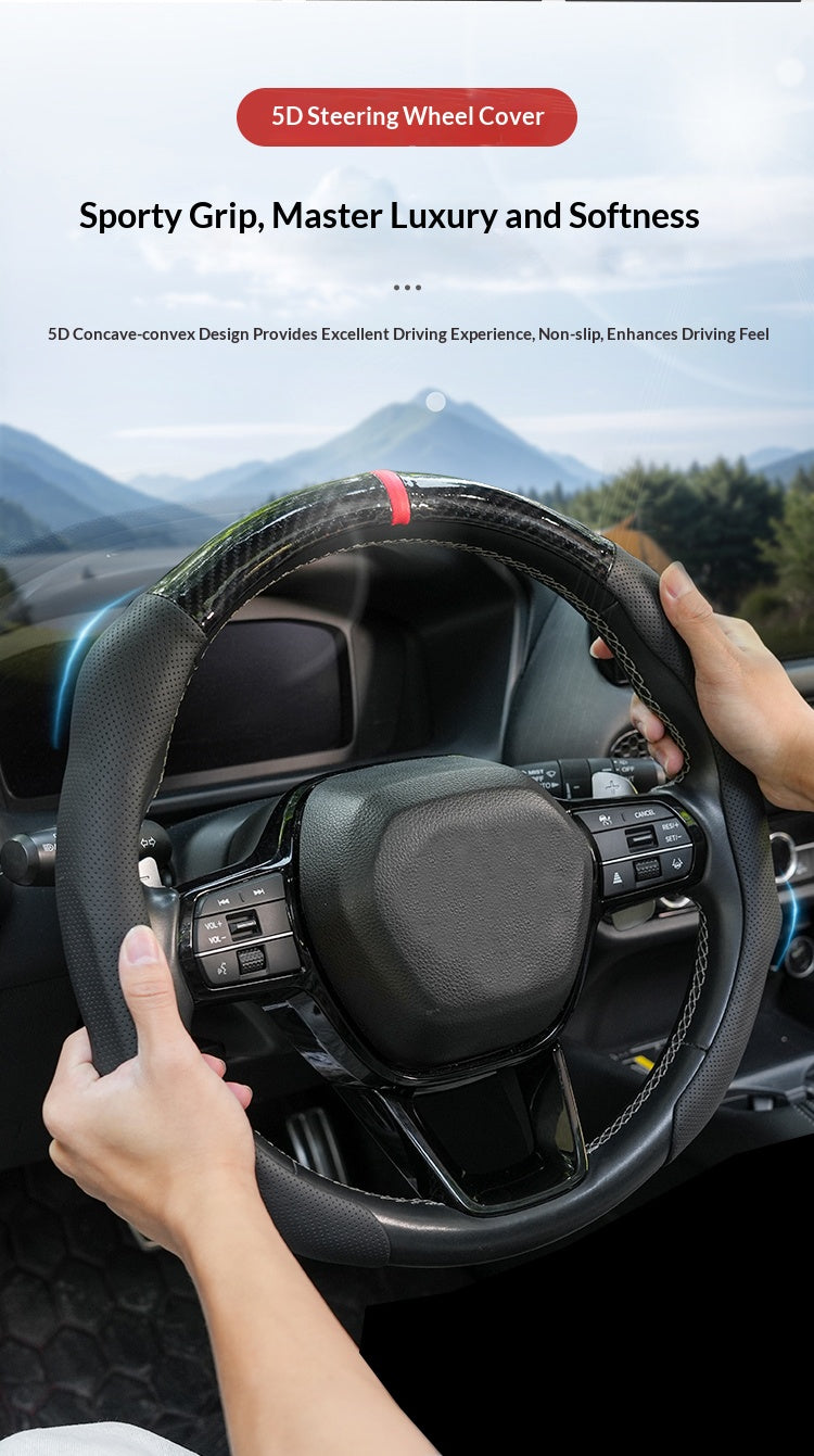 Carbon Fiber Microfiber & Napa Leather Elastic Steering Wheel Covers