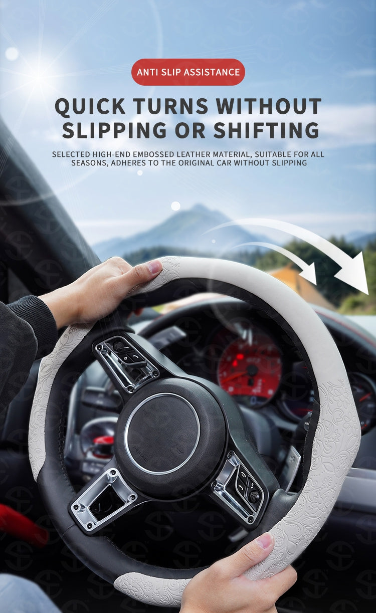 Napa Nappa Embossed Leather Steering Wheel Cover