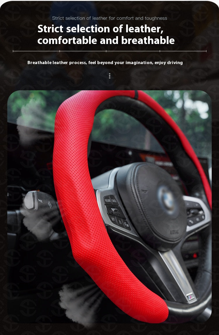 Napa Nappa Leather Centering Mark Steering Wheel Cover