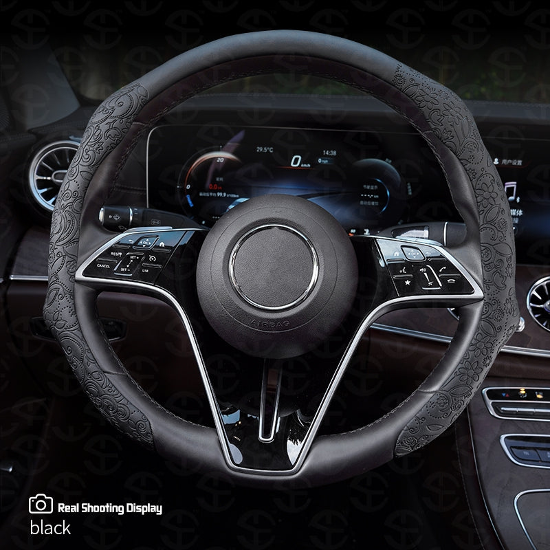 Napa Nappa Embossed Leather Steering Wheel Cover