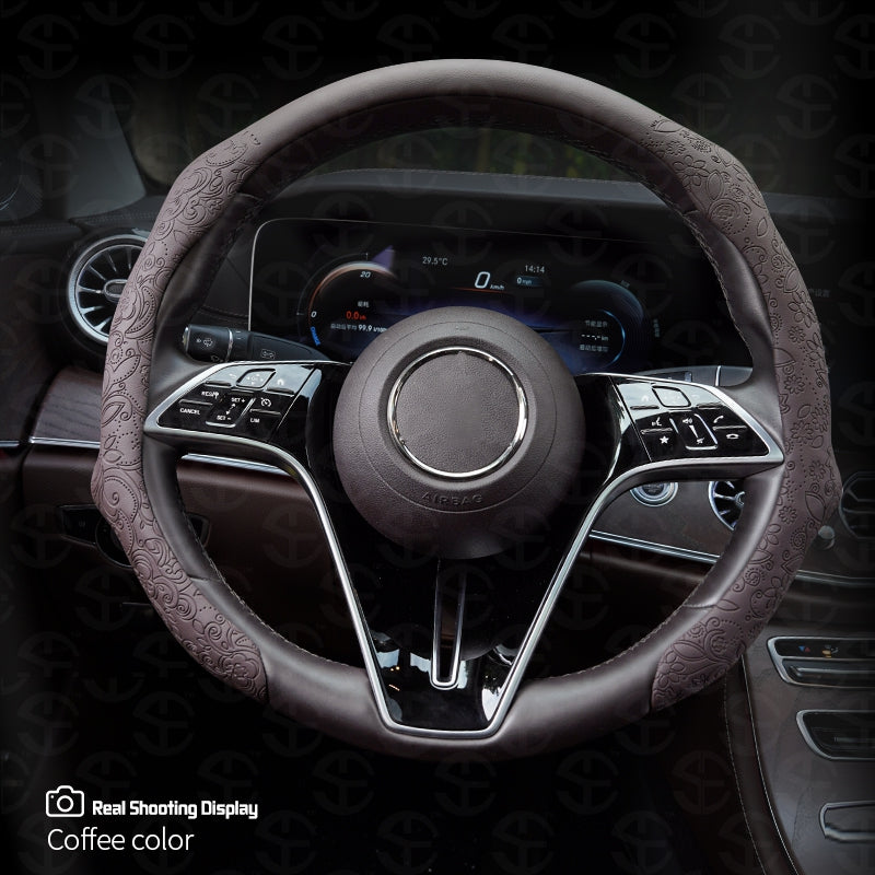 Napa Nappa Embossed Leather Steering Wheel Cover