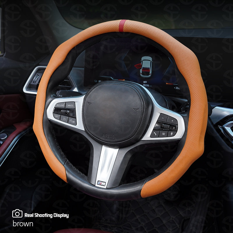 Napa Nappa Leather Centering Mark Steering Wheel Cover