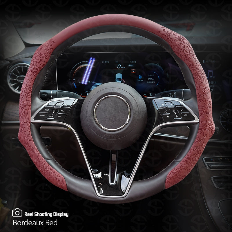 Napa Nappa Embossed Leather Steering Wheel Cover